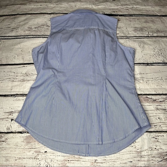 Guess Blue/White Striped Button Down Sleeveless Top Size L - Picture 8 of 9
